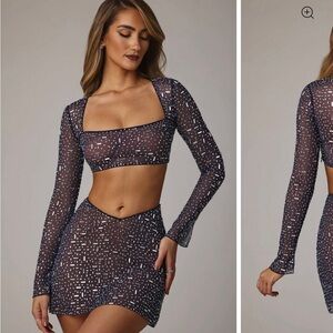 Oh Polly Sheer Two-Piece Set with Silver Accents